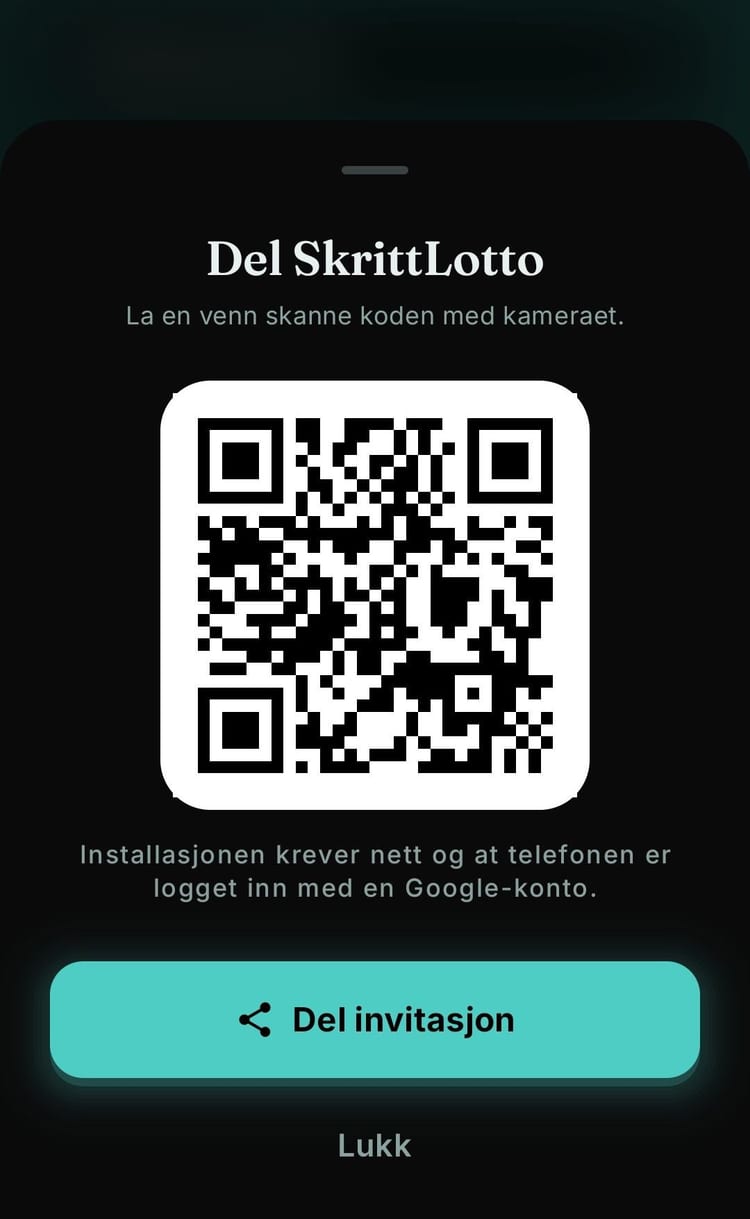 Delingsarket i appen med QR-kode