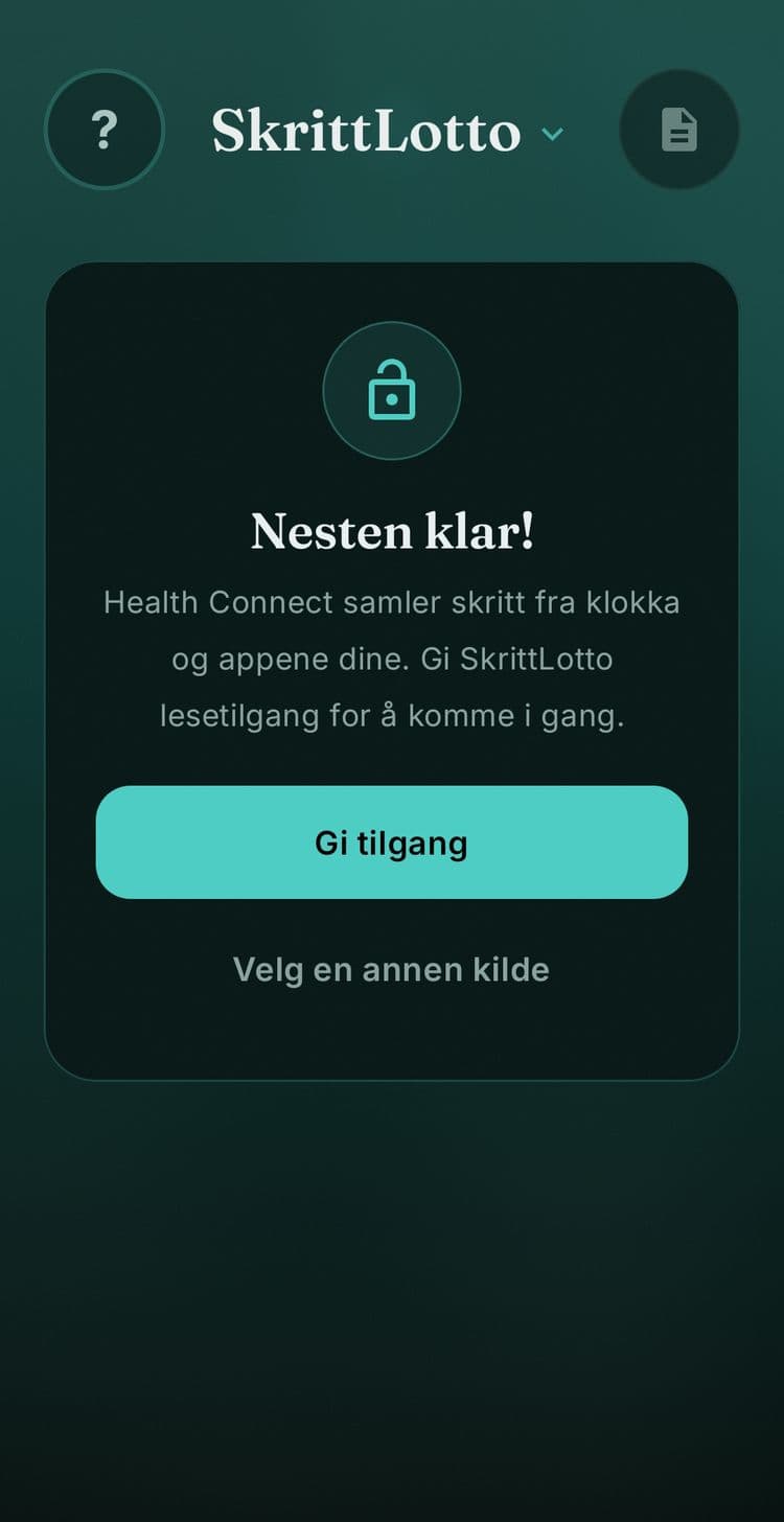 Nesten klar-skjermen med Gi tilgang