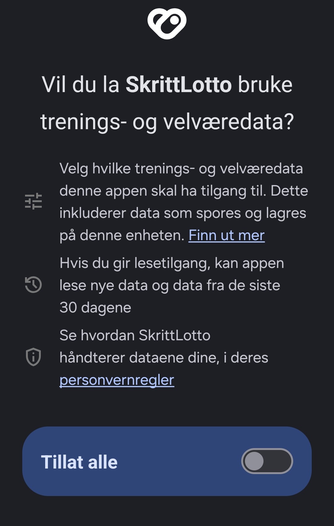 Health Connect tillatelse