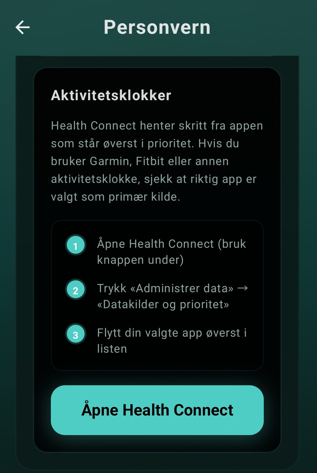 Åpne Health Connect